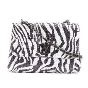New Badgley Mischka Black and White Zebra Shoulder Bag